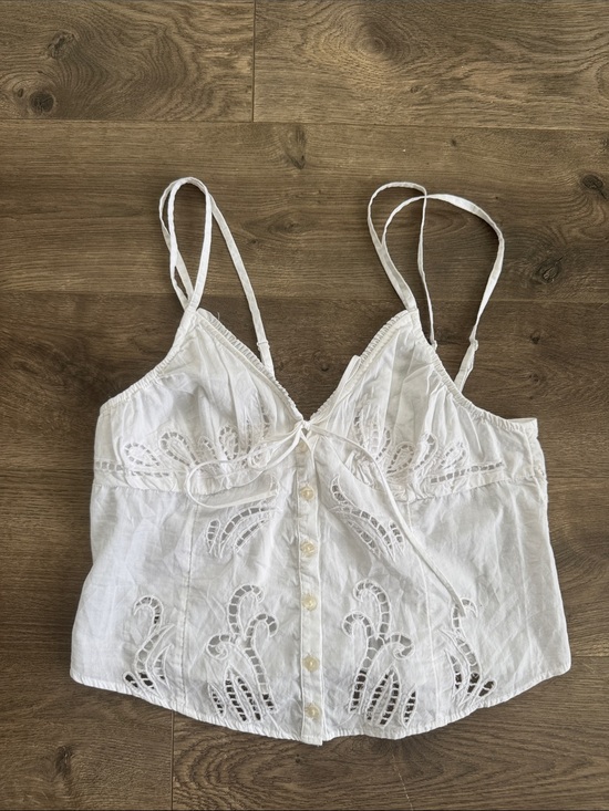 Free People Tops - Free People White Eyelet Tie-Front Cami
